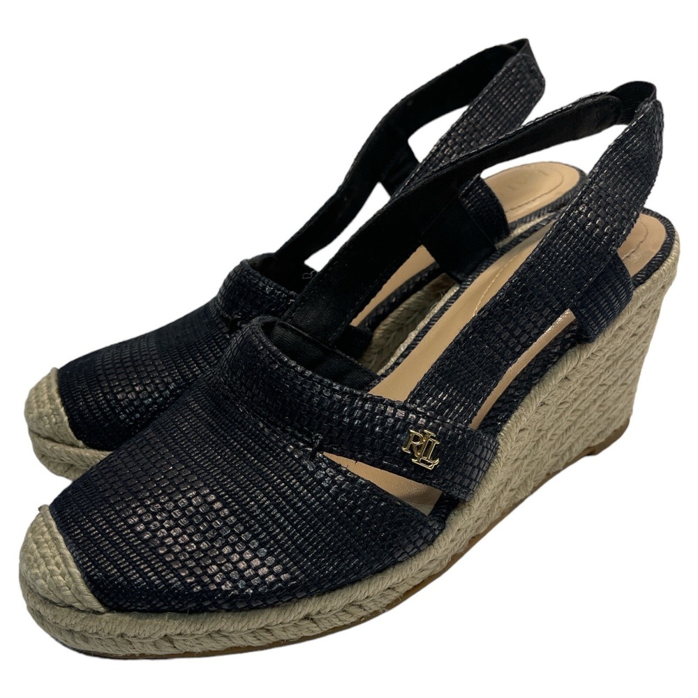 Lauren Ralph Lauren Womens 7B Navy Blue Penelope Wedges - Picture 2 of 8